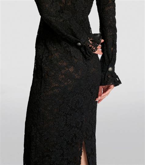 Womens Alessandra Rich Black Lace Collared Midi Dress Harrods UK