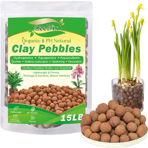 ZeeDix 15LBS Expanded Clay Pebbles For Plants 4mm 16mm Leca For Plants