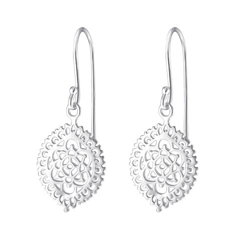 925 Sterling Silver Filigree Lace Floral Flower Drop Dangle Women Earrings Ebay