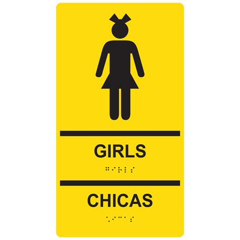 Ada Girls Chicas Bilingual Braille Sign Rrb 135 Blkonylw