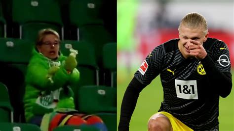 Bundesliga Erling Haaland rozwścieczył fankę Wolfsburga WIDEO TVP