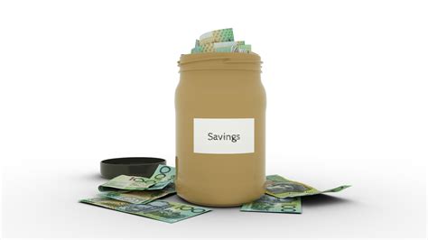 D Rendering Of Australian Dollar Notes In Savings Container