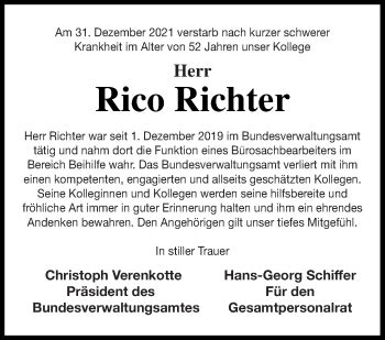 Traueranzeigen Von Rico Richter Trauer Nordkurier