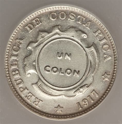 Countermark 1 Colon 1917 Countermarked Coinage 1 Colon 1923