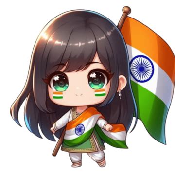 Chibi Girl With Indian Flag PNG Transparent Images Free Download ...