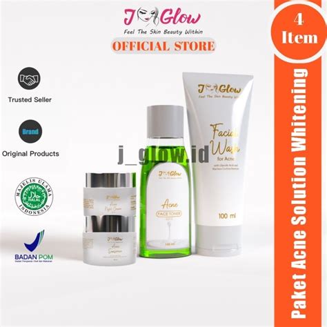 Jual Jglow Skincare Paket Acne Solution Whitening Cream Skin Glowing