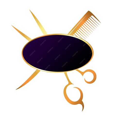 Peine De Tijera Y Marco Ovalado Dorado Vector Premium