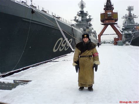 Kirov class battlecruiser Pyotr Velikiy on the left Slava class cruiser ...