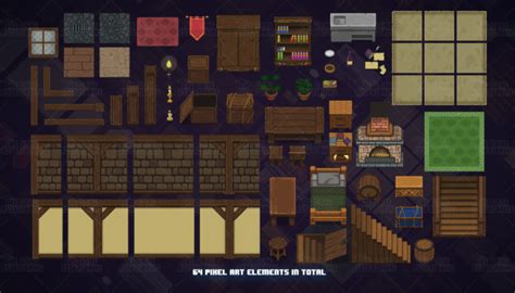 Pixel Art Medieval Interiors - thegameassetsmine