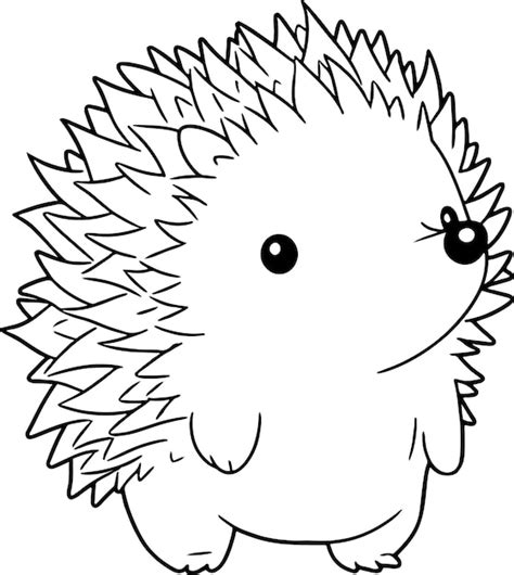 Premium Vector Hedgehog Vector Illustration Black And White Outline