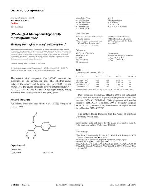 PDF RS N 4 Chloro Phen Yl Phen Yl Meth Yl Formamide