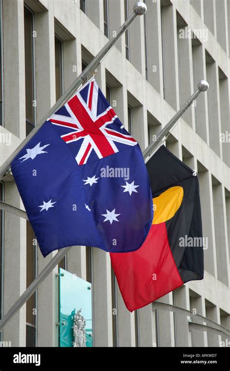 Australian Flag outside No 1 Treasury Place City of Melbourne Victoria ...