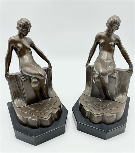 Vtg Art Deco Nude Risqu Spelter Book Ends J Contentstudio Blog