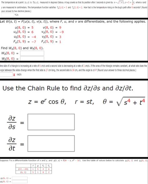 Solved Use The Chain Rule To Find Dw Dt W In X2 Y2 Chegg