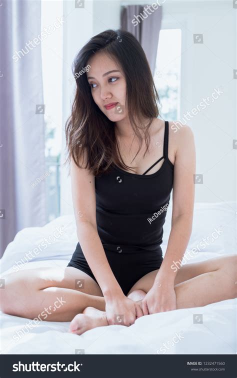 Asian Woman Sexy Black Lingerie On Stock Photo 1232471560 Shutterstock