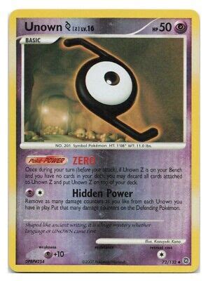 Pokémon TCG Unown Z 72 132 Reverse Holo Secret Wonders eBay