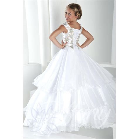 2015 White Ball Gown Flower Girls Dresses Off The Shoulder Beaded