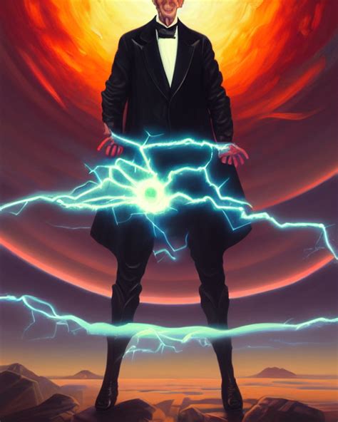 Krea Ai An Amazing Oil Painting Of Nikola Tesla As A Super