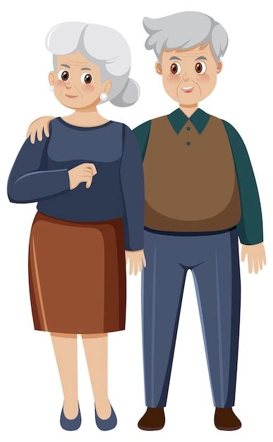 Pareja De Ancianos En Estilo De Dibujos Animados Vector Premium