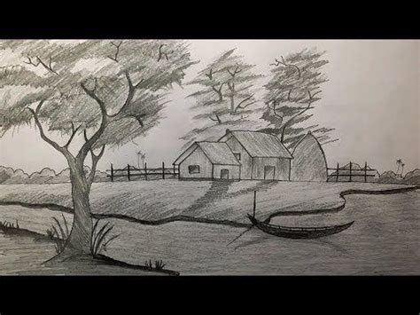 Sketch Of Village Scenery At Paintingvalley Explore Collection Of