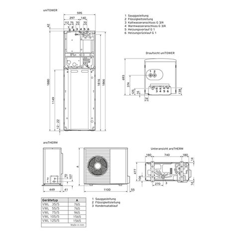 Vaillant Arotherm Split Vwl As Mit Unitower Luft Wasser