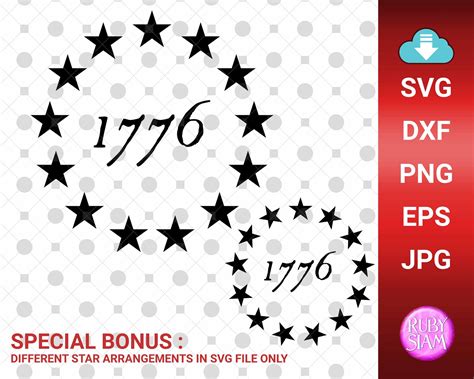 13 Star Betsy Ross American Flag Svg 1776 Stars Circle Etsy