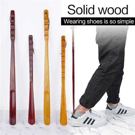 55cm 70cm Professional Wooden Shoe Horn Flexible Long Handle Shoehorn