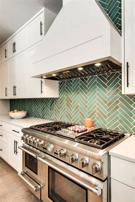 Colorful Herringbone Backsplash Ideas Trendy Backsplashes