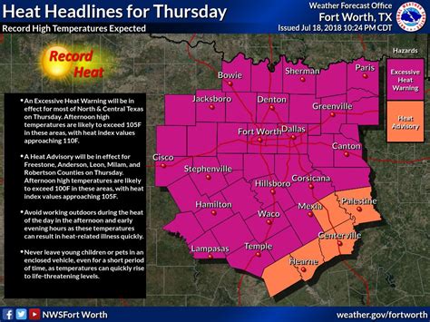 Nws Fort Worth On Twitter Excessive Heat Warnings Or Heat Advisories