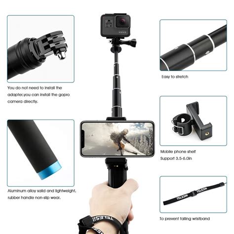 Telesin GP MNP 090 S Extendable Aluminum Alloy Selfie Stick With Tripod