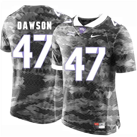 Male Tcu Horned Frogs Grey Pj Dawson College Football Jersey Bluefink