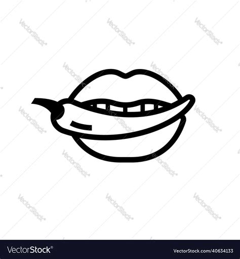 Sexy Lips With Hot Chili Pepper In Open Mouth Vector Image