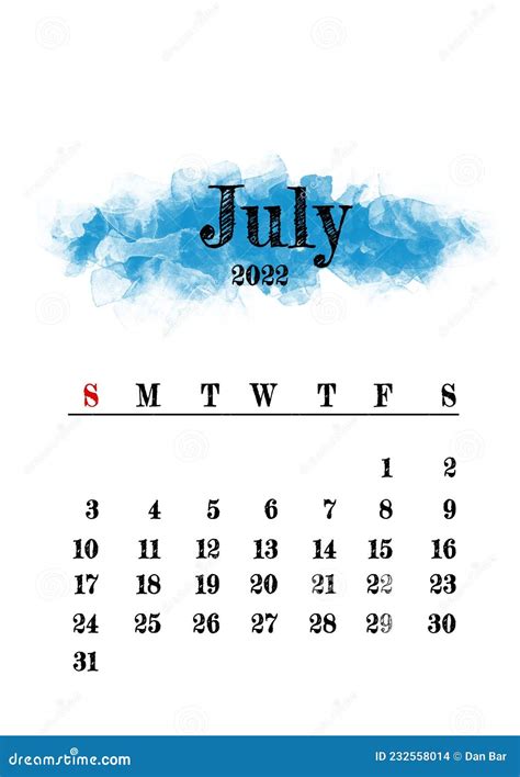 2022 Calendar July Stock Illustration Illustration Of Modern 232558014