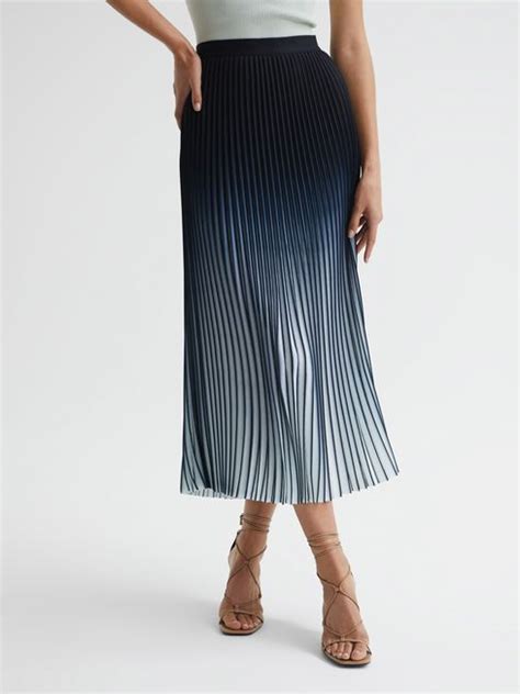 Reiss Marlie Ombre Pleated Midi Skirt REISS Australia