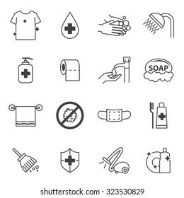 Hygiene Cleaning Icons Set Stock Vector Royalty Free 323530829