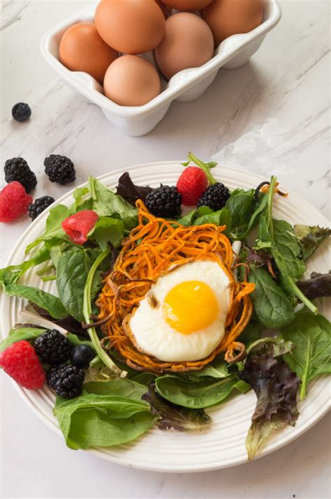 Paleo Sweet Potato Noodle Breakfast Nests