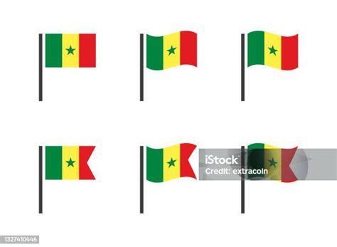 Flag Of The Republic Of Senegal Icons Set Senegal Flag Symbols Stock