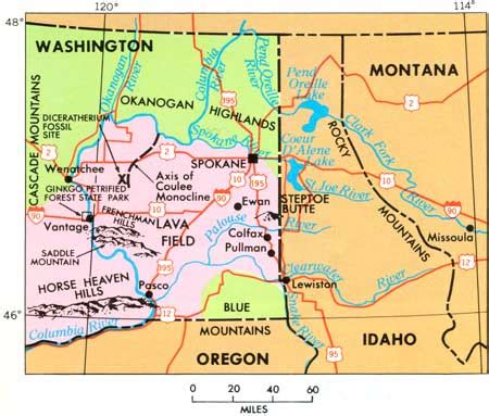 Channeled Scablands Washington Map | Zip Code Map