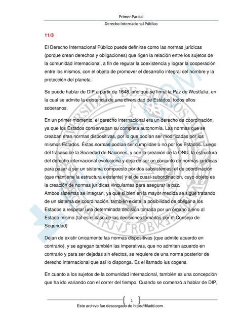 Primer Parcial Dip Resumen De Dip Derecho Internacional P Blico