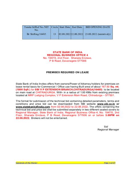 Fillable Online TENDER NOTIFICATION FOR SHIFTING OF VP EXTENSION BRANCH