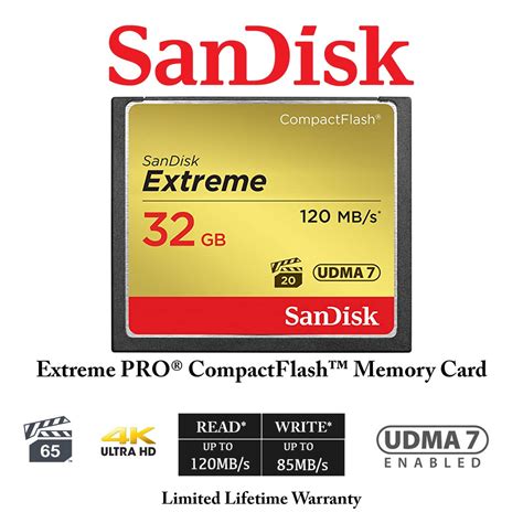 SanDisk Extreme 32GB 64GB CompactFlash VPG 65 UDMA 7 Up To 120MB S