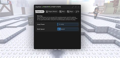 STEEP STEPS Jumppower Walkspeed Instructions Scripts RbxScript