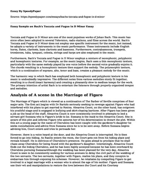 📚 Essay Sample On Bachs Toccata And Fugue In D Minor