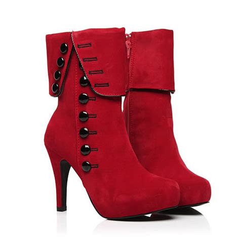 Classy Red Rivets High Heel Platform Boots On Luulla