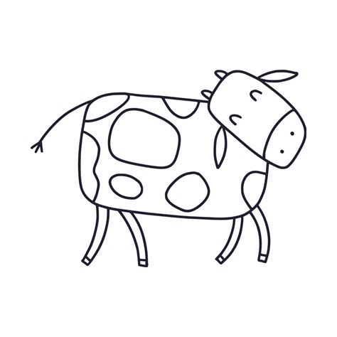 A Cow Drawn In The Style Of Doodles 11385859 Vector Art At Vecteezy