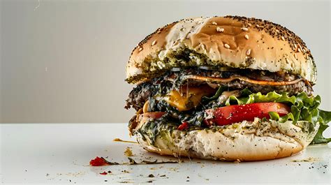 Moldy Stale Burger With Lettuce Tomato And Cucumber On A White