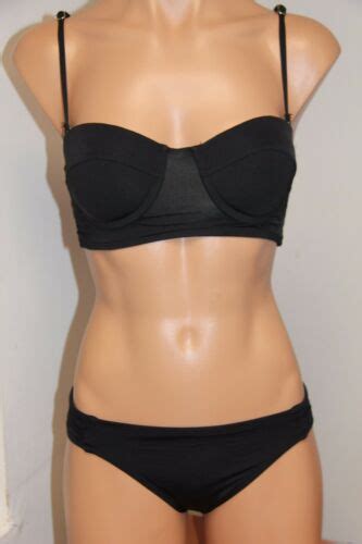 NWT Bar III Swimsuit Bikini 2pc Set Size XS Bandeau Black Underwire EBay