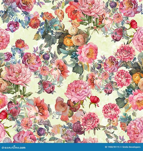 Seamless Beautiful Vintage Floral Pattern With Abstract Digital Floral