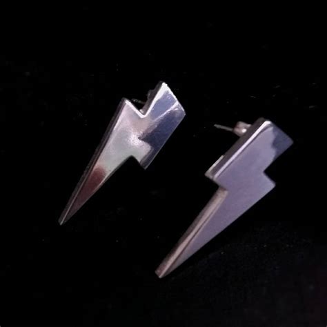 Sterling Silver Lightning Bolt Stud Earrings Lightning Studs Etsy