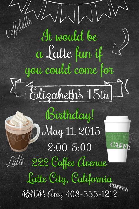 Sweet Party Wishes Coffee Latte Invitation